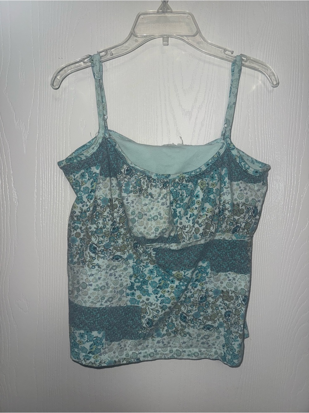 Light Blue Floral Spaghetti Strap Tank Top